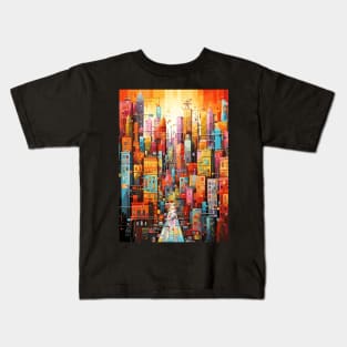 Colorful Dream World Cityscape Abstract Art Kids T-Shirt